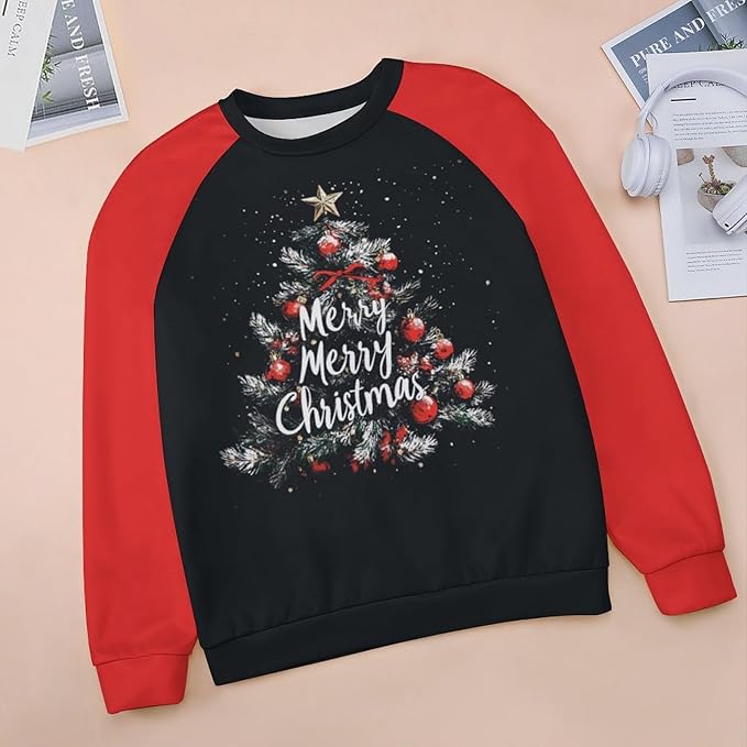 LOAIHA Christmas Sweatshirts for Women Christmas Tree Graphic Shirt Xmas Long Sleeve Merry Christmas Pullover Blouse