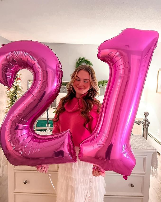 Hot Pink Number 7 Balloon 40 Inch, 7th Birthday Party Decorations for Children, Giant 7 Foil Balloon for Party Supplies