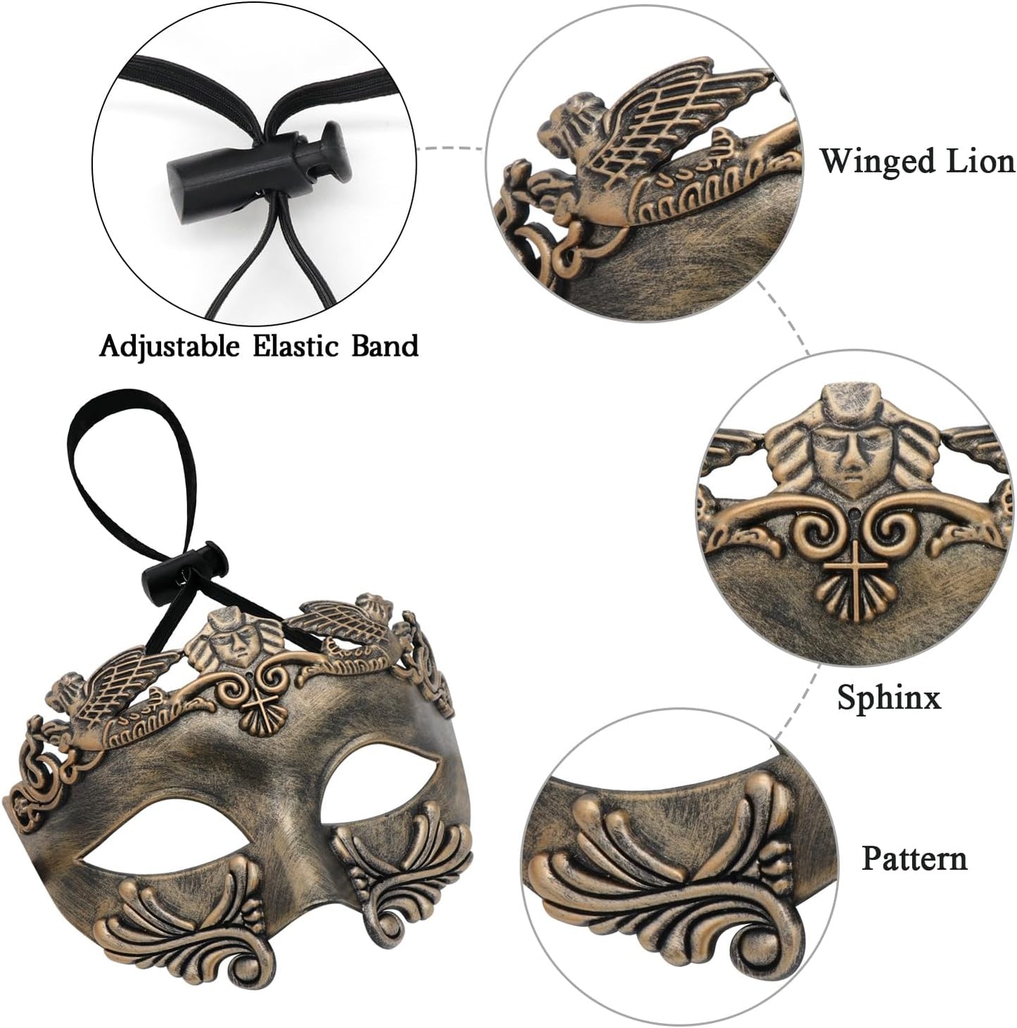 Couple Masquerade Metal Mask Roman Greek Man Mask Venetian Halloween Costume Ball Mask Mardi Gras Mask Cosplay Party Mask