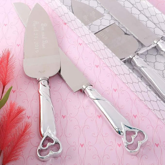 GIFTS INFINITY Personalized Wedding Cake Knife and Server Set with Engraving – Cake Cutting Utensil Set, Keepsake Gift for Wedding, Anniversary, Reception, Birthday & Other Occasions (2541)
