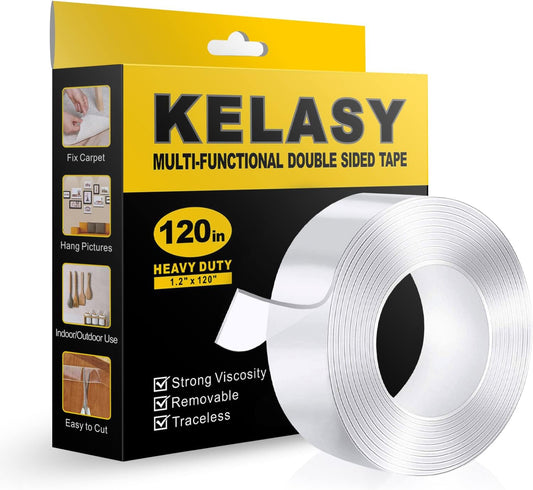 Nano Double Sided Tape Heavy Duty,Extra Strong Sticky Double Sided Mounting Tape,1.2" x 120",Clear Adhesive Poster Wall Tape for Decoration