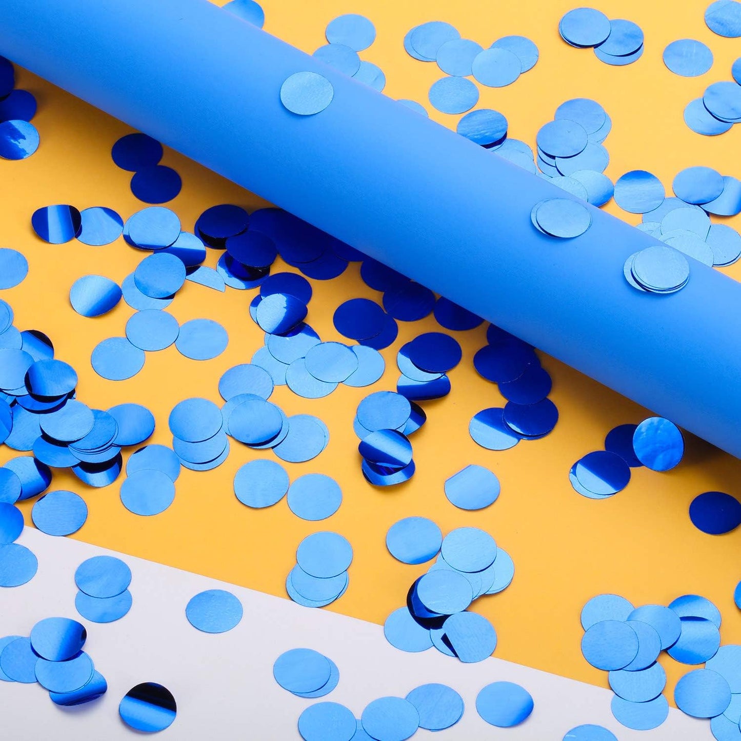TecUnite Round Tissue Paper Table Confetti Dots for Wedding Birthday Party Decoration, 1.76 oz(Sapphire Blue Foil Confetti,1.5 cm)