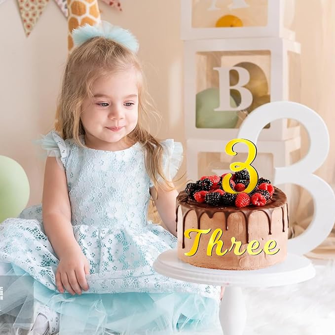 64 Pcs Acrylic Number Alphabet Cake Topper DIY Personalized Name Cupcake Toppers with A-Z Letter 0-9 Number Happy Birthday Set Suitable for Wedding, Birthday, Party Decoration (Gold)