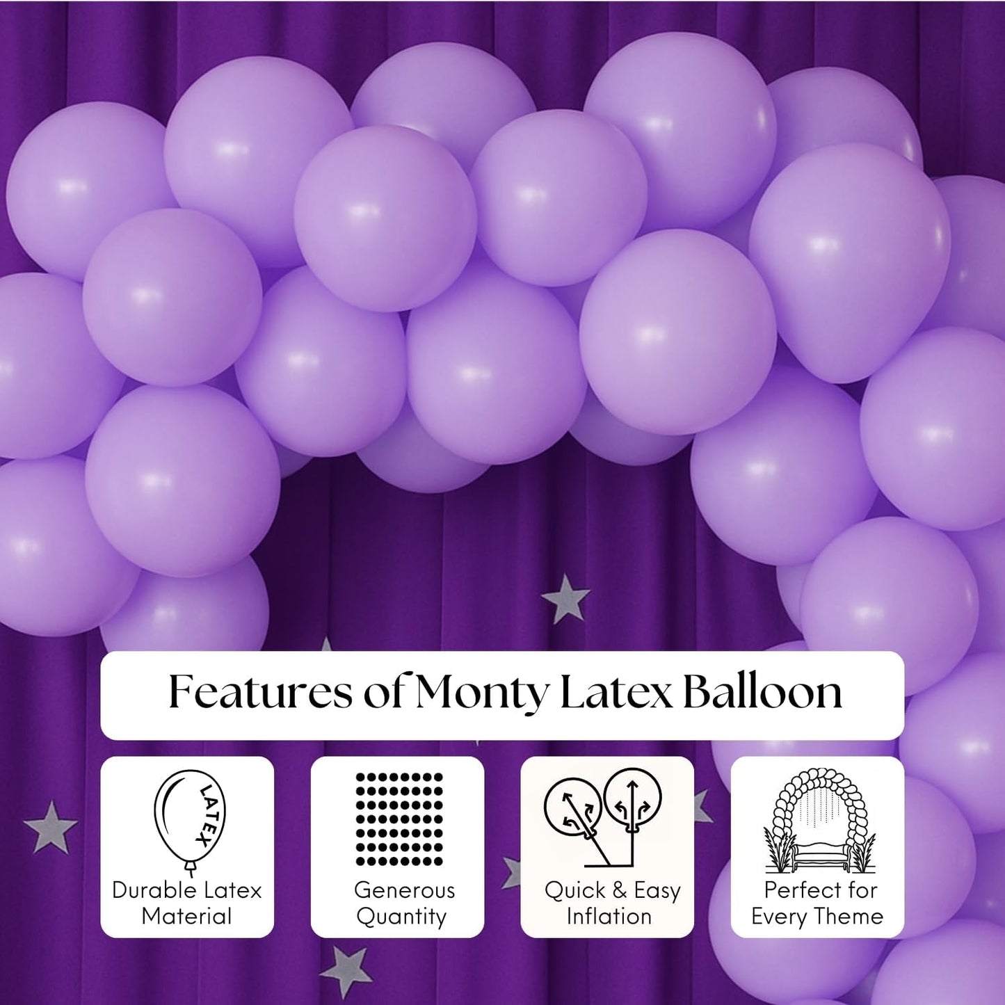 Monty 9 Inch Pastel Violet Latex Balloons Pack of 2 (100 pcs) – Party Decorations, Birthdays, New Year, Anniversaries, Christmas, Baby Shower & Weddings Decor