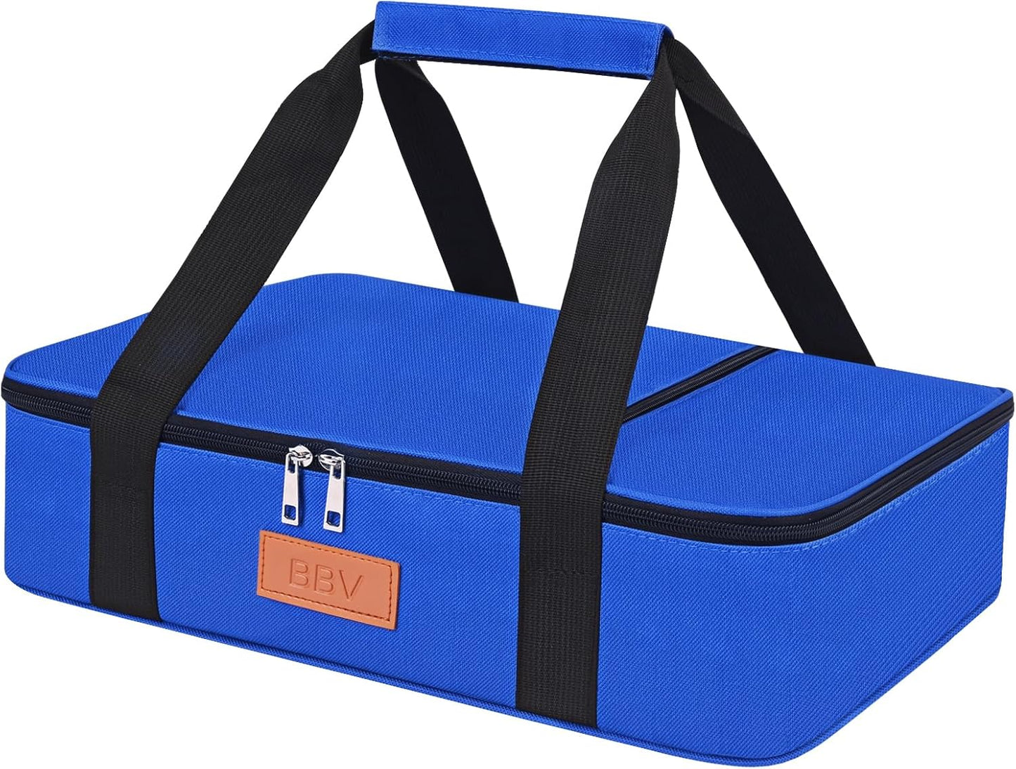 BBV Insulated Casserole Carrier for Hot or Cold Food, Food Warmer Bag Fits 9"x13" Baking Dish, Durable Nylon Leak Proof Food Containers for Travel, Potluck, Parties, Picnic, Cookouts (Royal Blue)