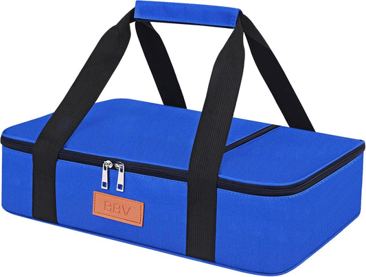 BBV Insulated Casserole Carrier for Hot or Cold Food, Food Warmer Bag Fits 9"x13" Baking Dish, Durable Nylon Leak Proof Food Containers for Travel, Potluck, Parties, Picnic, Cookouts (Royal Blue)