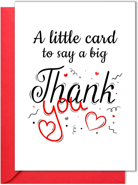 Thank You Card with Red Envelope – Simple Appreciation & Gratitude Greeting Card – Folded 5"x7" Premium Cardstock – For Him, Her, Teacher, Boss, Doctor, Mom, Dad, Coworker, Bridesmaid, Groomsman
