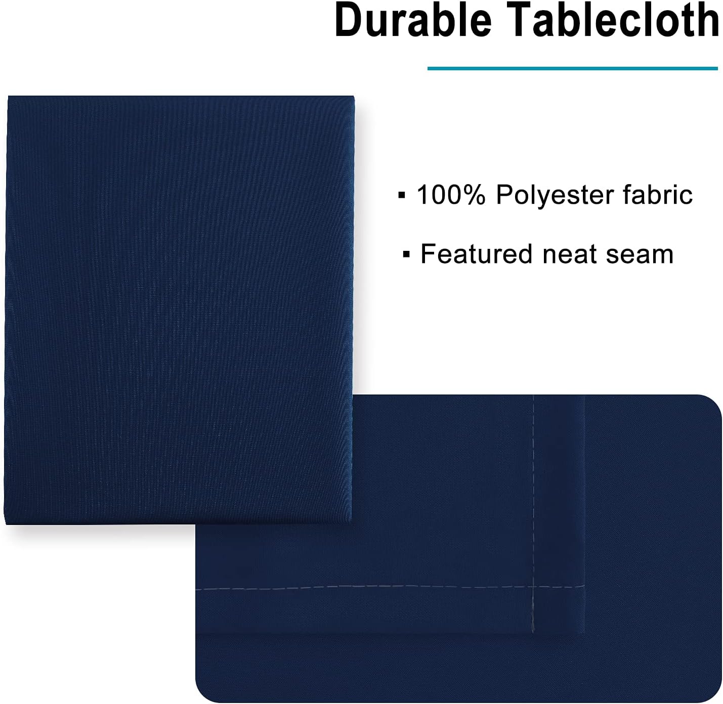 Hiasan Small Tablecloth for Square Tables - Waterproof and Spillproof Washable Fabric Table Cloth for Dining Room Kitchen Party (Navy Blue, 40 x 40 Inch)