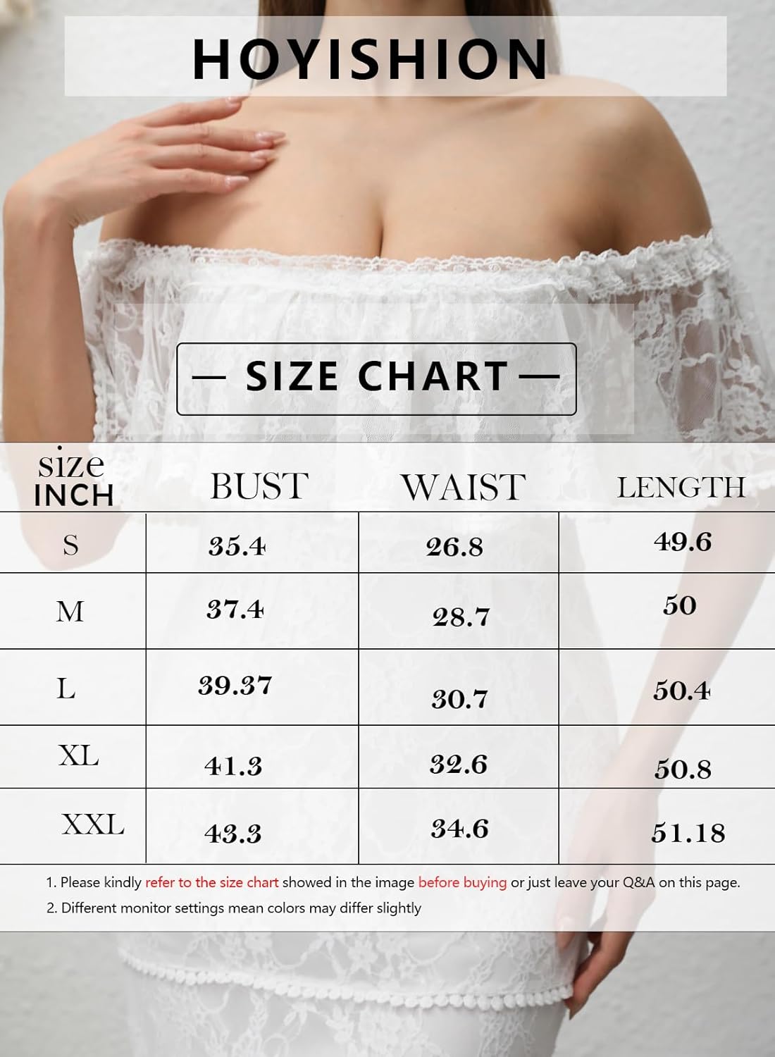 HOYISHION Women's Off The Shoulder Floral Lace Maxi Dress White Bridesmaid Wedding Party Maternity Photoshoot Long Dresses