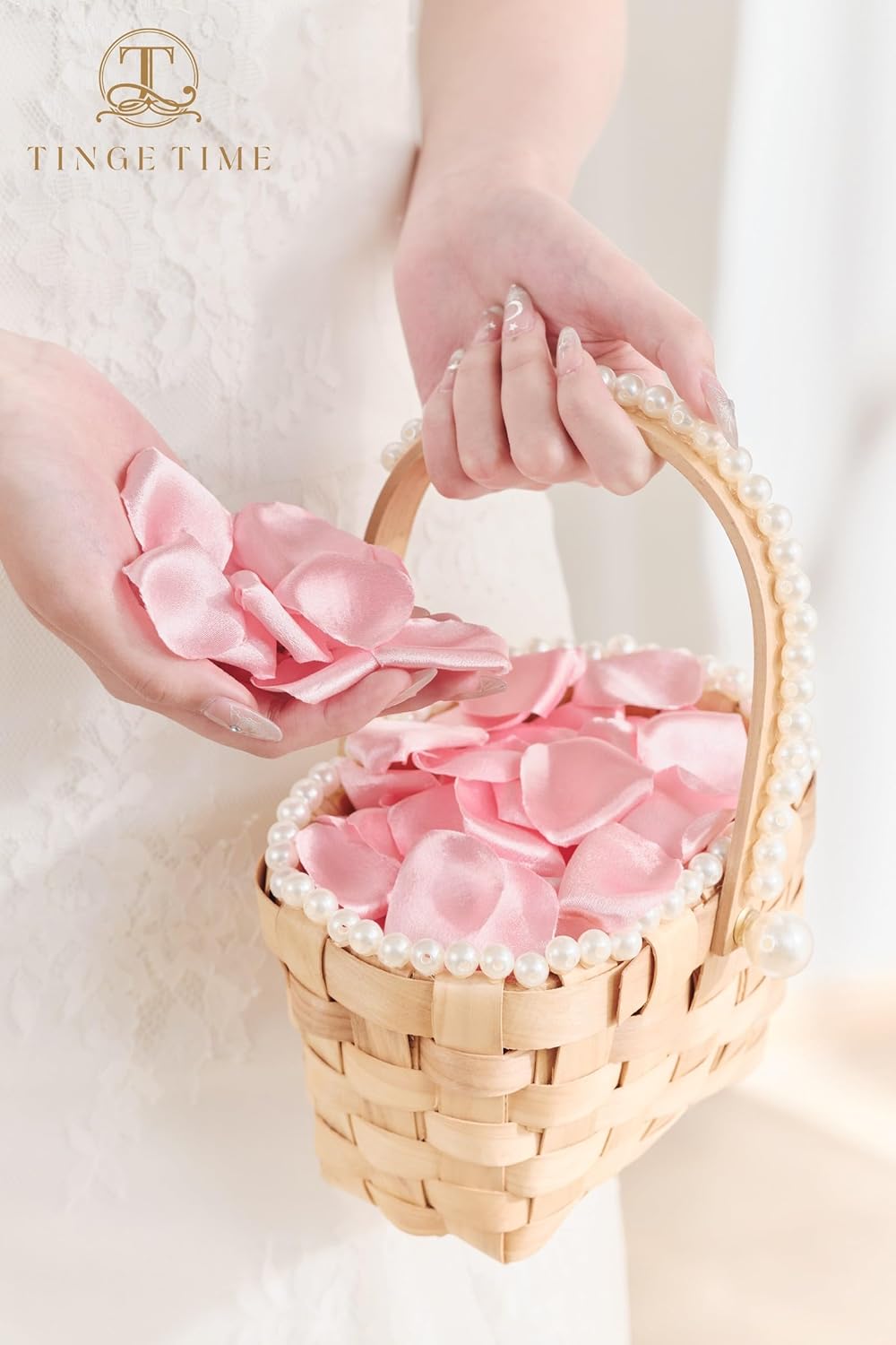 TINGE TIME 300pcs Silk Rose Petals Blush Pink Heart Flower Petals for Wedding Flower Girl Basket Aisle Scatter Dinner Table Centerpieces Party Confetti Bridal Shower Romantic Night Decoration