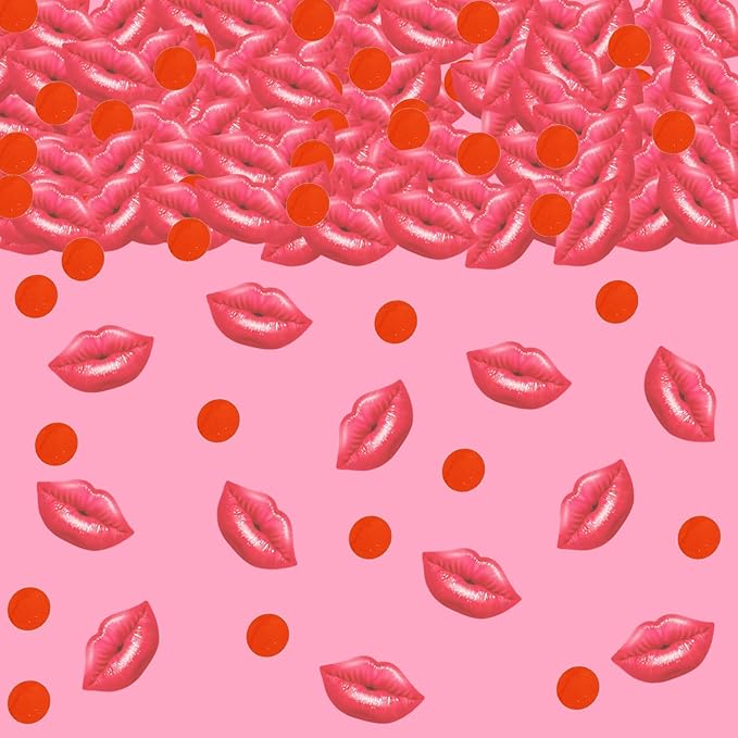 Happy Valentine's Lip Confetti,1500pcs Red Heart Valentine's Party Table Confetti Decorations Happy Valentines Day Birthday Party Decor Supplies (lip 2)