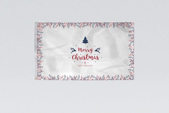 AGAS Christmas Flag 3x5 Outdoor, Merry Christmas and Happy New Year Flags with Brass Grommets - 200 Denier Nylon Large Welcome Signs Banners Gifts for Outdoor Wall Decorations For Winter Holiday Parties, Home Decor, Shops