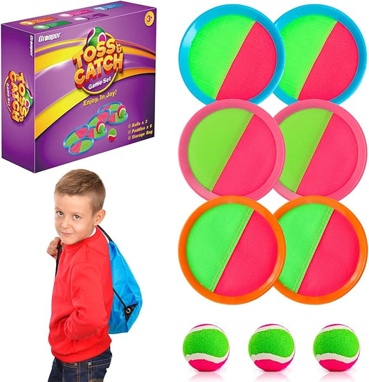 Qrooper Toss and Catch Ball Game Set Christmas Stocking Stuffer for Kids Toddler, Toys for 3 4 5 6 7 8 Year Old Boys Girls Birthday Gift, Yard Outdoor Games for Kid Ages 4-8 8-12 Beach Pool
