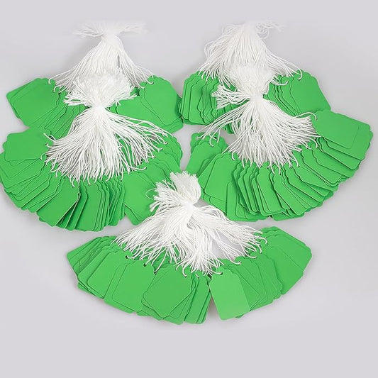 Marking Tags with String Attached, 500pcs Paper Hang Tags for DIY, Crafts & Small Businesses Gift Decorations Product Jewelry Clothing(1.88"x1.18", Green)