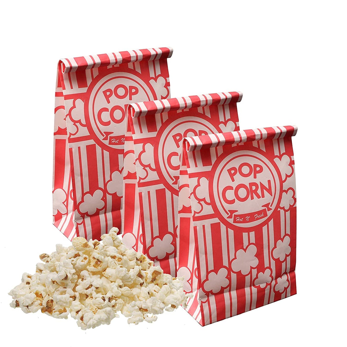 Popcorn Bags, 2 oz Flat Bottom Paper Popcorn Bags for Family Movie Night Baseball Themed Carnival Christmas Birthday Party 200 Pcs