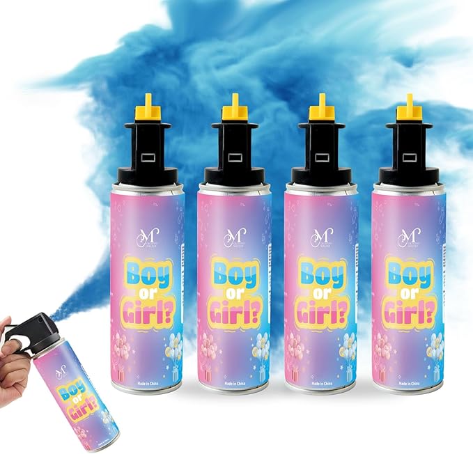Gender reveal Fire Extinguisher for Boys,100% Biodegradable Blue smoke, Baby Boy Reveal Party Decorations, Ideal for Exciting Gender Reveal(Blue, Four bottles)