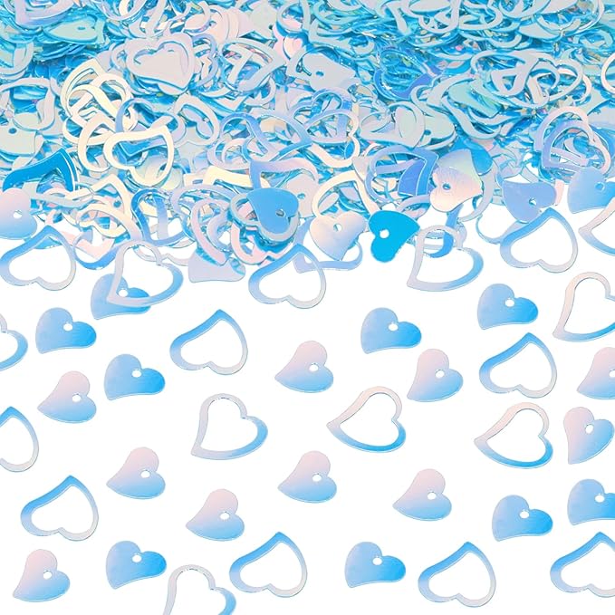 ONLYKXY 1200Pcs Love Heart Shaped Confetti, Table Wedding Decoration, Glitter Confetti for Wedding Party (Glitter Blue)