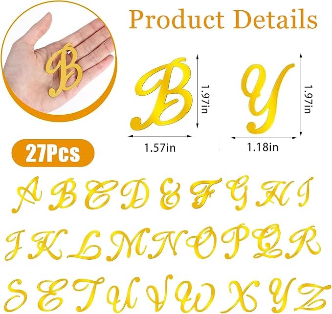 Acrylic Alphabet Cake Topper, DIY Personalized Name Cake Toppers with A-Z Letter Set Gold Cake Topper for Custom Wedding Cake Decorations, Baby Birthday Party Supplies (Style 2)