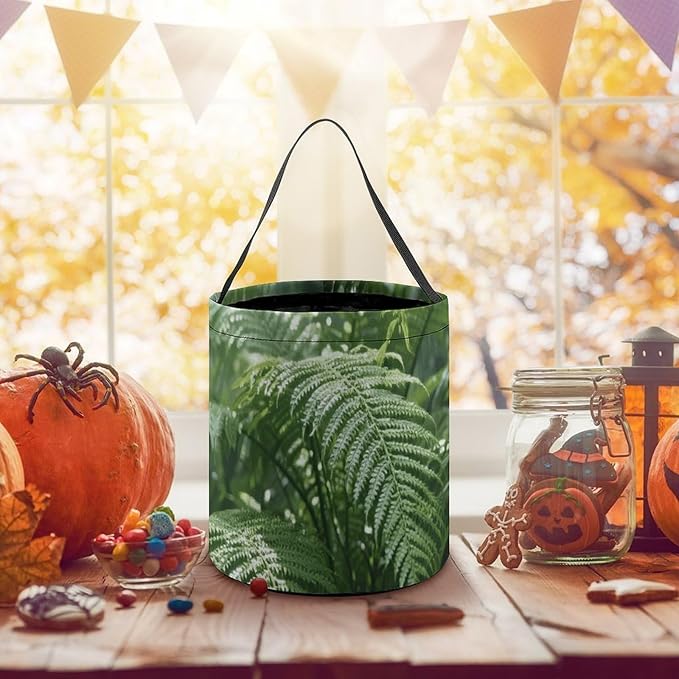 Halloween Candy Bucket - Green Plants Trick Or Treat Candy Bag, Gift Bag for Party Favor Supplies
