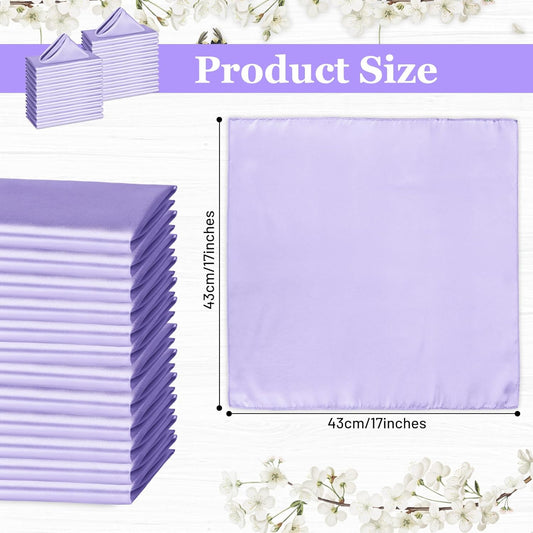 Bailarina 40 Pack Lavender Satin Napkins,17x17 Inches Wedding Napkins Square Soft Silky Table Napkins Bulk Decorative Elegant Cloth Napkin for Party Decoration, Banquet,Wedding,Graduation
