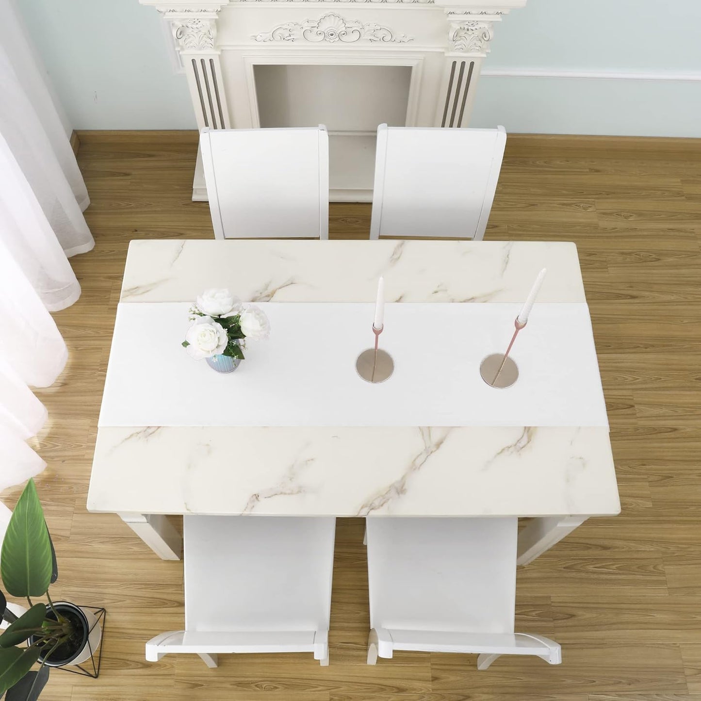 DUALIFE White Table Runner Table Runner 14x108 inch Solid Color Thick Polyester Decorative Cloth Handcrafted for Wedding Valentine's Day Birthday Shower Party 1 Piece