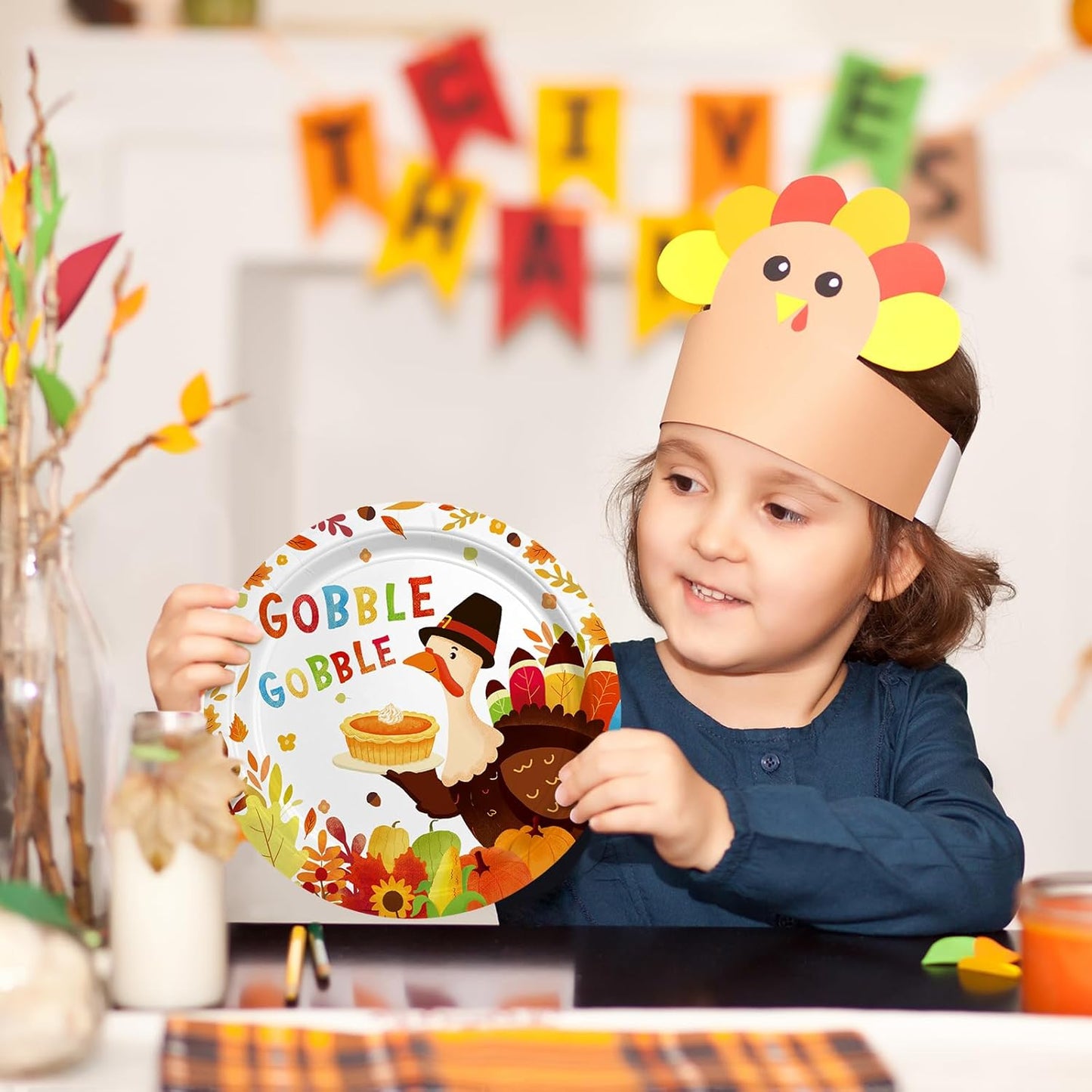 Thanksgiving Turkey Party Supplies Kit - Autumn-Themed Disposable Dinnerware Set with Plates and Napkins for 50 - for Thanksgiving Party Decoration
