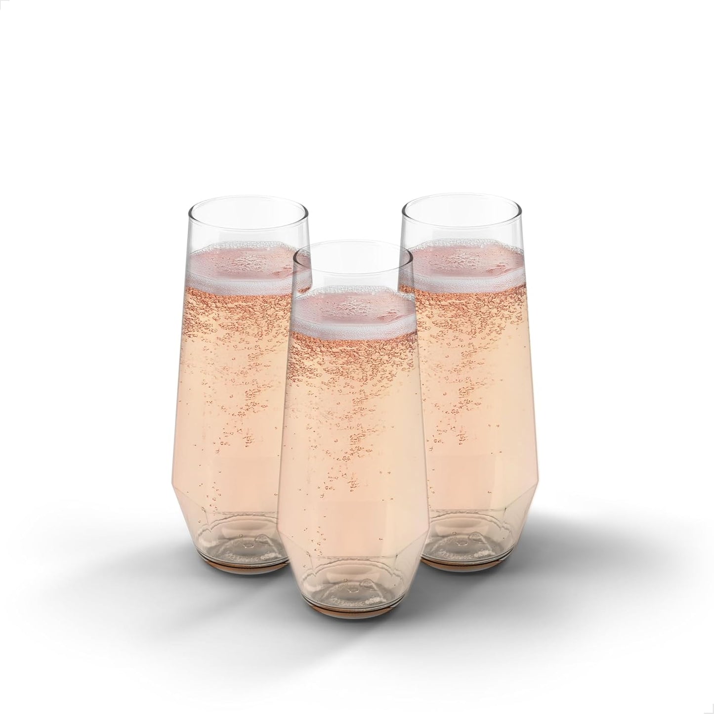 Tossware POP 9 oz. Diamond Plastic Champagne Flute Set - Clear Plastic Champagne Glasses for Parties - Shatterproof & BPA-Free - Premium Quality, Disposable & Recyclable - Set of 48