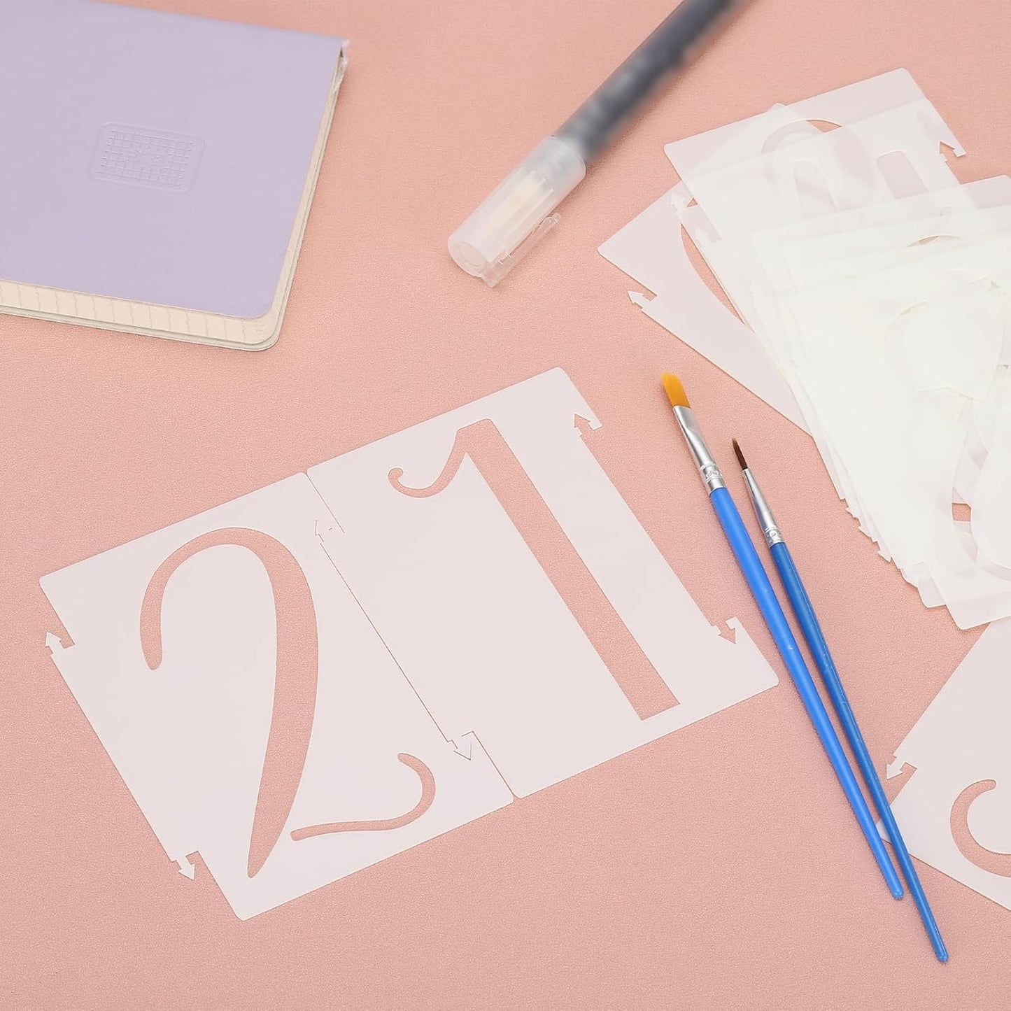 PATIKIL 20Pcs 2 Inch Large Number Stencils, 0-9 Address Number Stencil, Reusable Plastic Digital Templates for Crafts Drawing Stencils Templates White