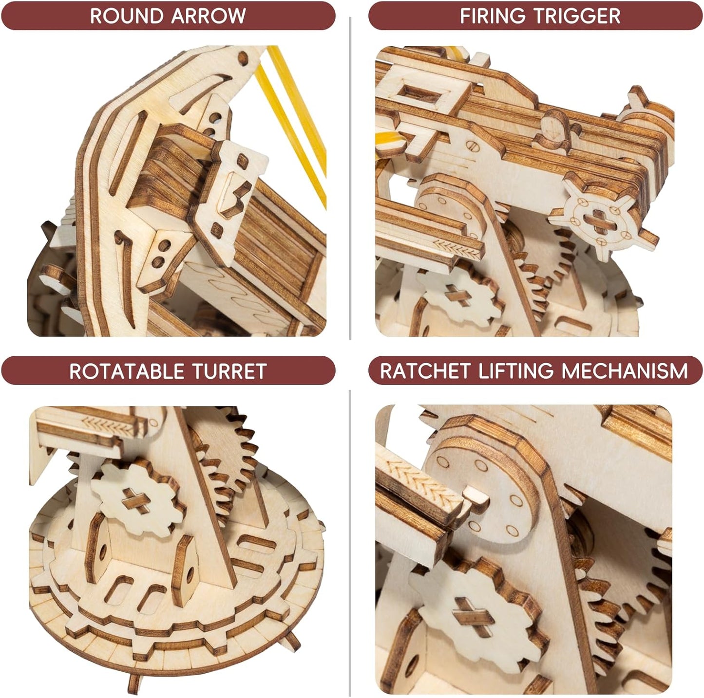 3D Wooden Puzzles for Adults,Wood Ballista Model Building Kit,Assembling Catapult Gifts for Boys and Girls,Best Educational Christmas Birthday Day Gift for Friends (Wooden Ballista)