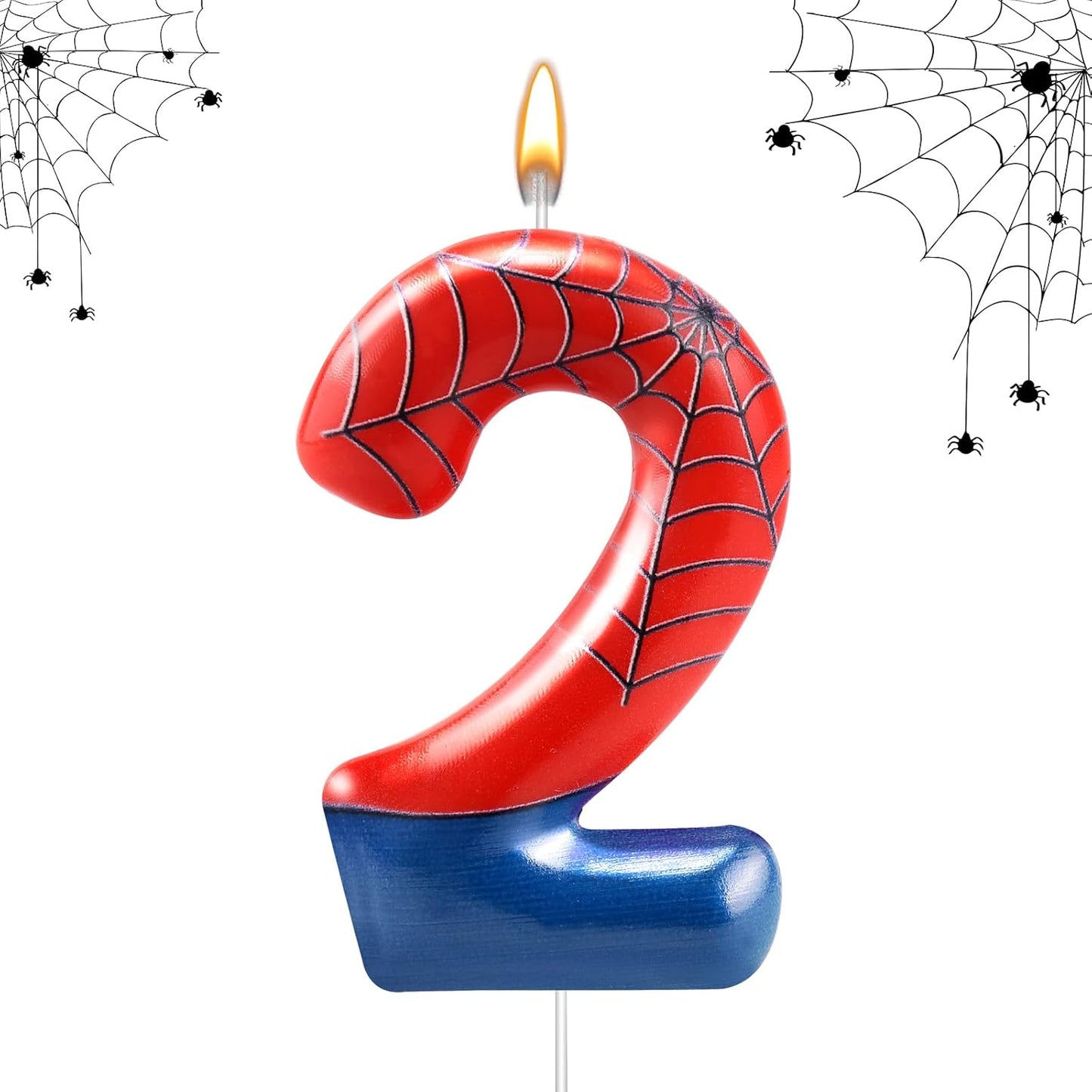 Spider Themed Birthday Candle Number 2 Candle Birthday Cake Candles Party Decoration Cake Topper for Spider Party Decoration Theme Party Supplies (Number 2)