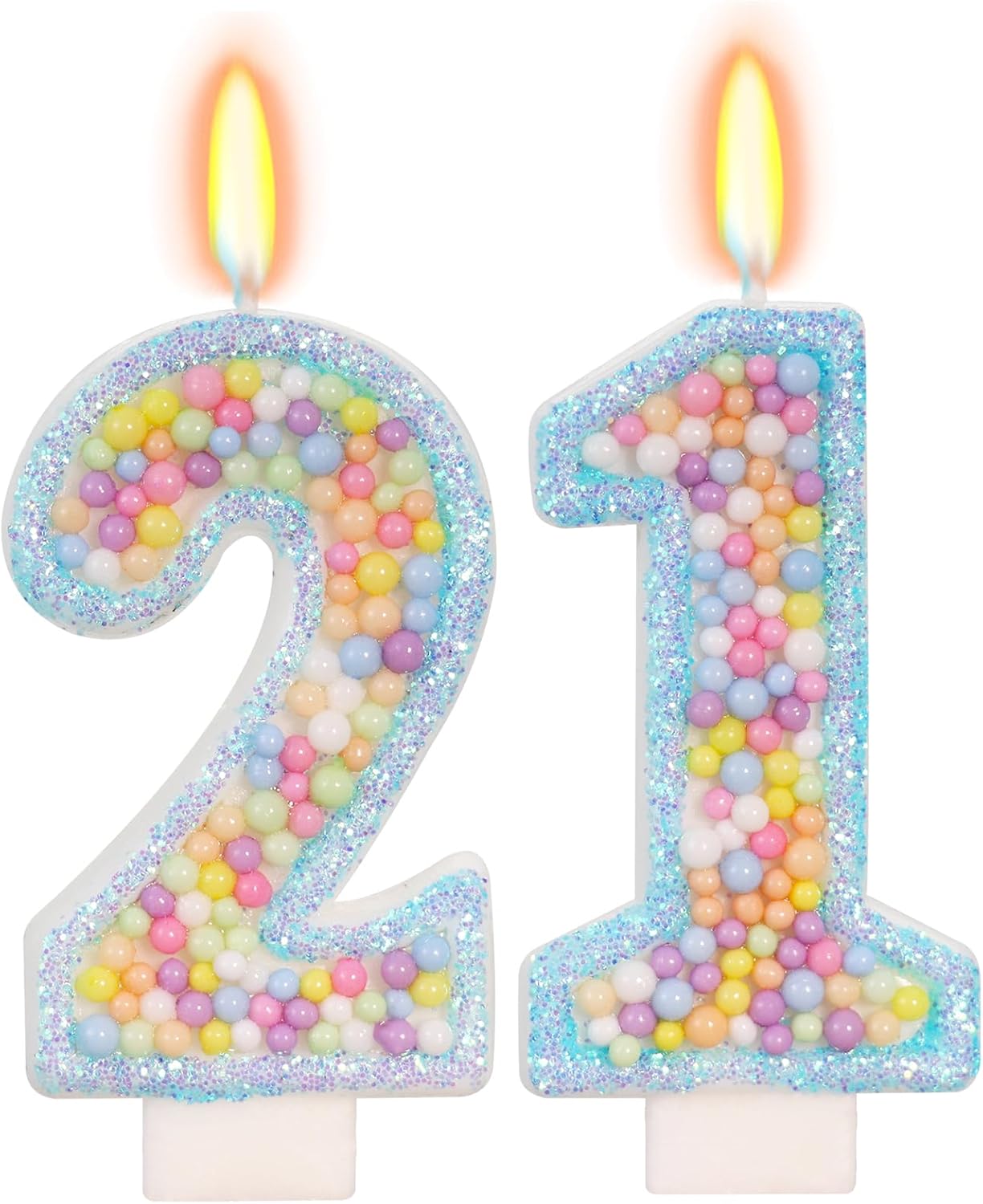 Blue Birthday Candles - Number 21 Candle, Colorful Macaron Candles, 21 Birthday Decorations for Girls Boys, Cake Decorations, Theme Party Supplies (Blue)