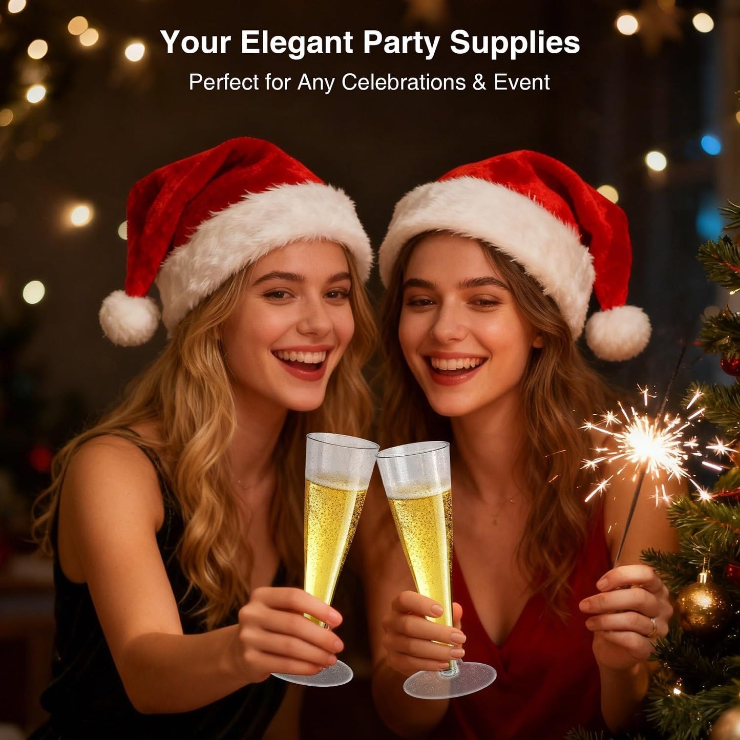 Placstic Champagne Flutes Disposable, 4.5 OZ (SilverGlitter, 100 Count (Pack of 1))