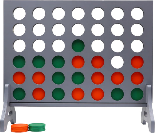 Tailgating Pros Premium Grey Giant Four in a Row with Carrying Case - Jumbo Oversized Outdoor Yard Game - Connect Multiple Pucks in a Row to Win - Many Puck Colors Available!