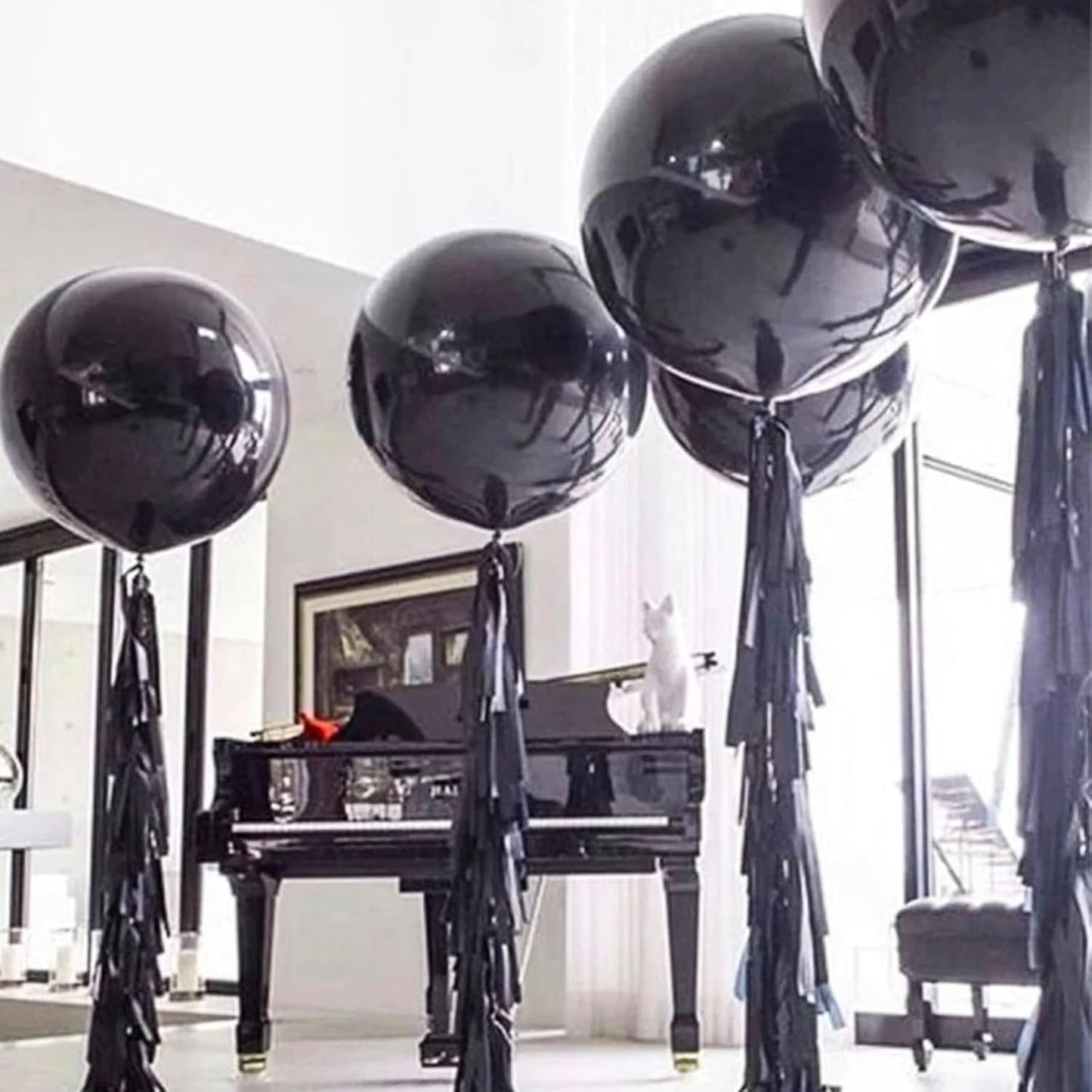PartyWoo Black Balloons 4 pcs 36 Inch Extra Large Big Jumbo Giant Matte Black Latex Helium Balloons for Graduation Halloween New Year Anniversary Birthday Retirement Party Decorations Black-Y18