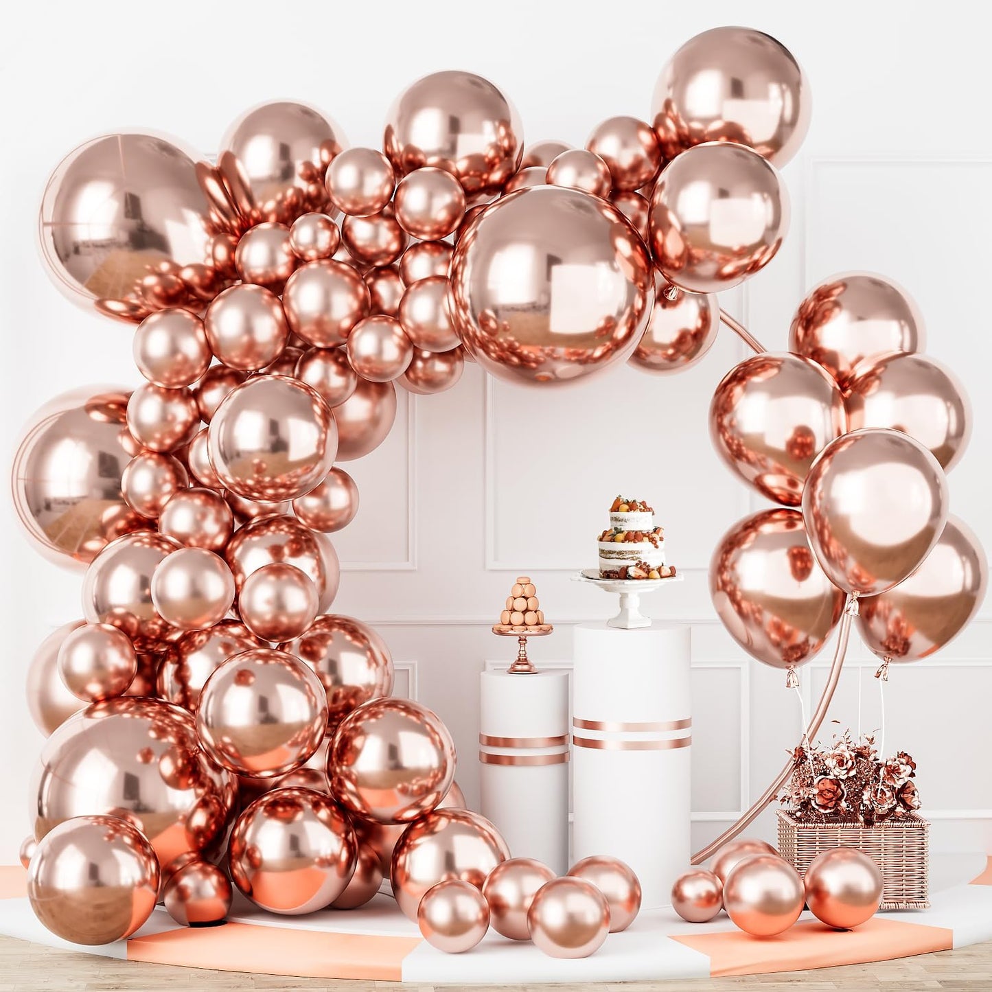 Labeol Rose Gold Balloons Different Sizes 139PCS 18/12/10/5 Inch Rose Gold Balloon Garland Arch Kit Quality Latex Balloons Decorations for Party Birthday Graduation Wedding