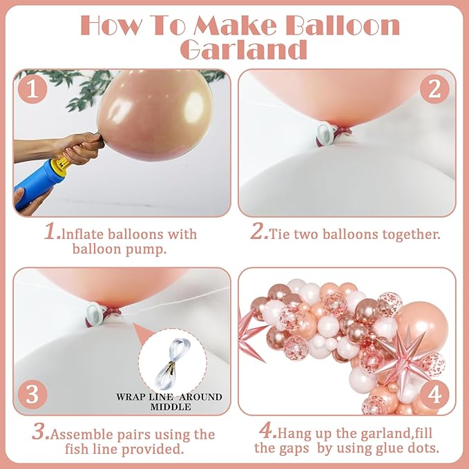 KARLURE Rose Gold Balloons Arch Kit with Metallic Rose Gold Confetti Balloons for Mothers Day Baby Shower Engagement Bridal Shower Wedding Birthday Party 2026 Graduation Anniversary Decorations