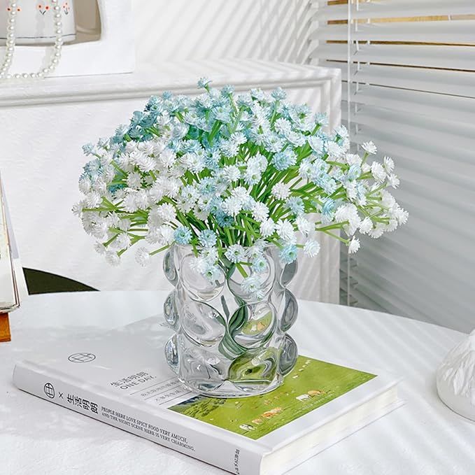 DEEMEI Babys Breath Artificial Flowers 10Pcs 30 Branches Fake Babys Breath Flowers Artificial Bulk Blue Gypsophila Bouquets Real Touch Faux Flowers for Wedding Floral Arrangement Party Home Decor