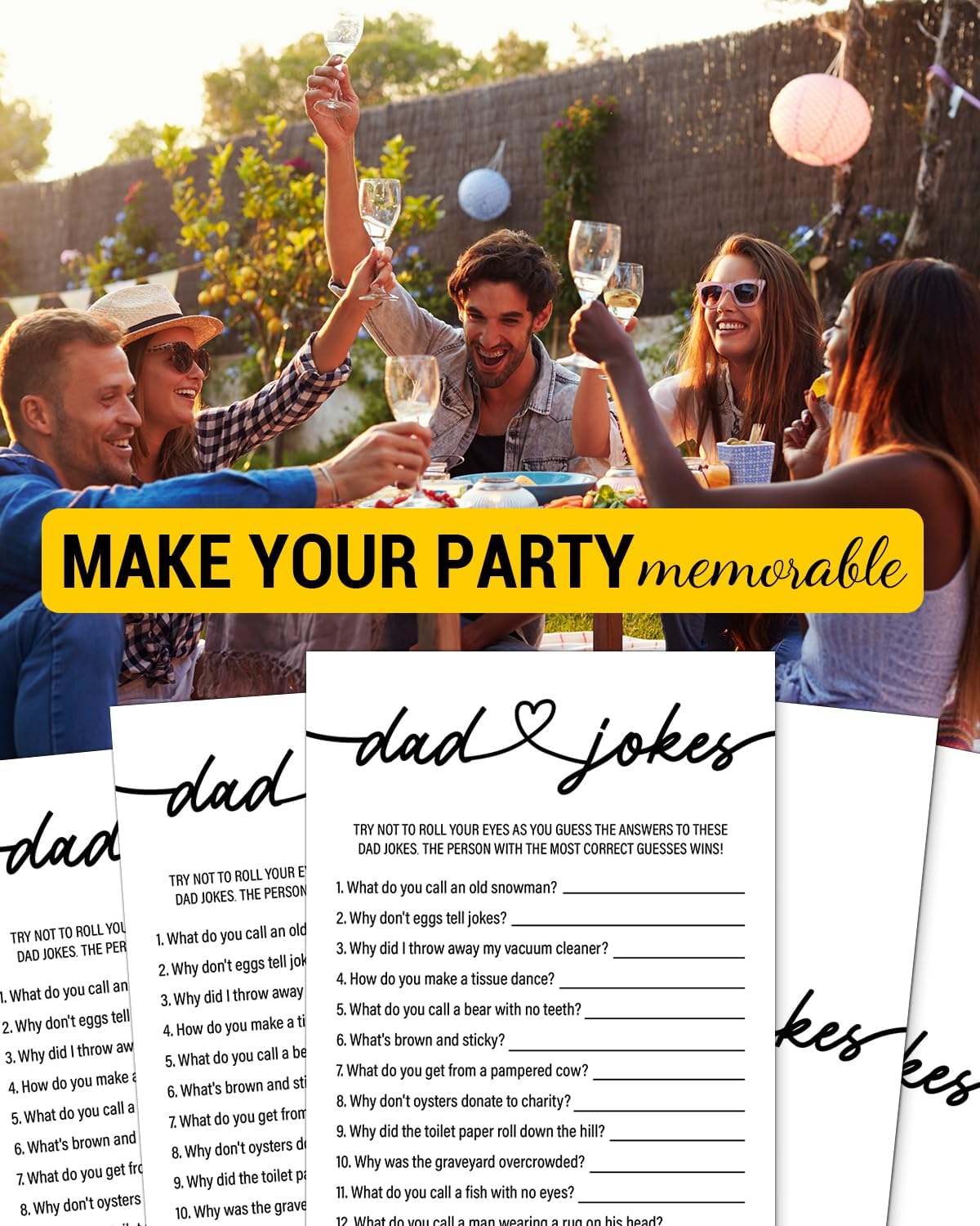 20 Dad Jokes Baby Shower Game Cards, Hilarious Funny Baby Shower Games, Gender Neutral Boy or Girl, Minimalist