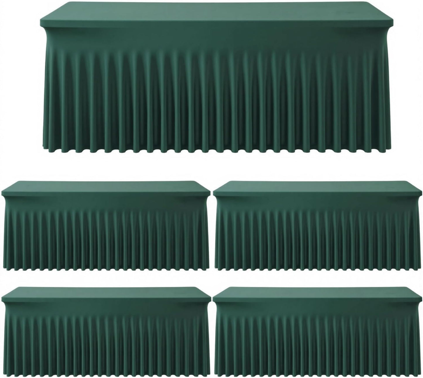 Outpain 6ft Spandex Table Cloth for Standard Folding Tables-4Pack Hunter Green Table Cloth Table Protector for Party, Wedding, Cocktail, Banquet, Festival