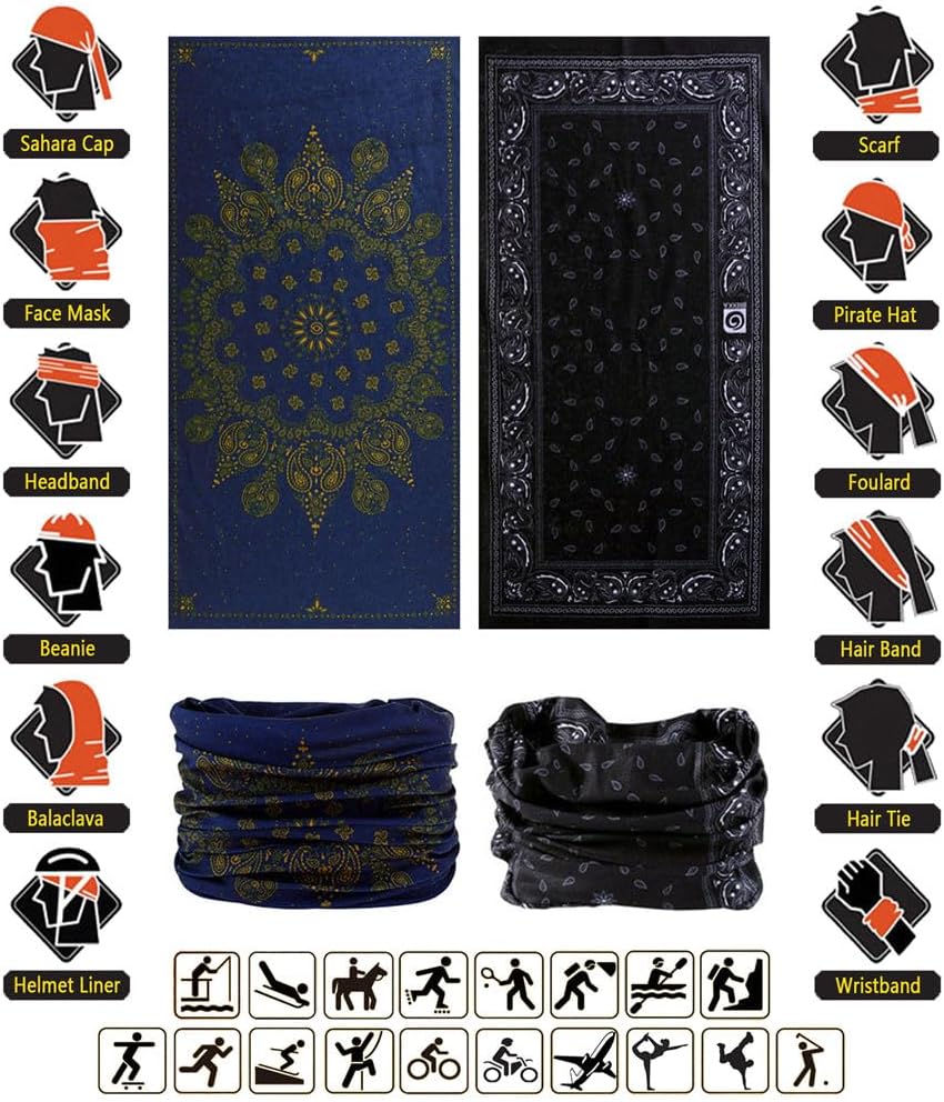 Headband Neck Gaiter Head Wrap Headwear Face Mask Magic Scarf Bandana for Men and Women