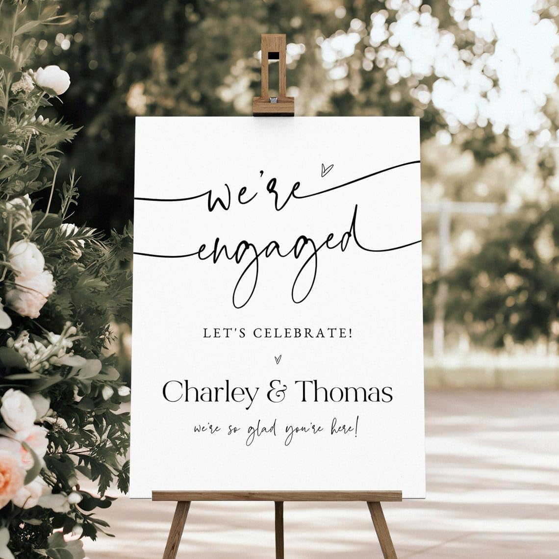 We're Engaged Welcome Sign, Engagement Party Welcome Sign, Modern Engagement Party Sign