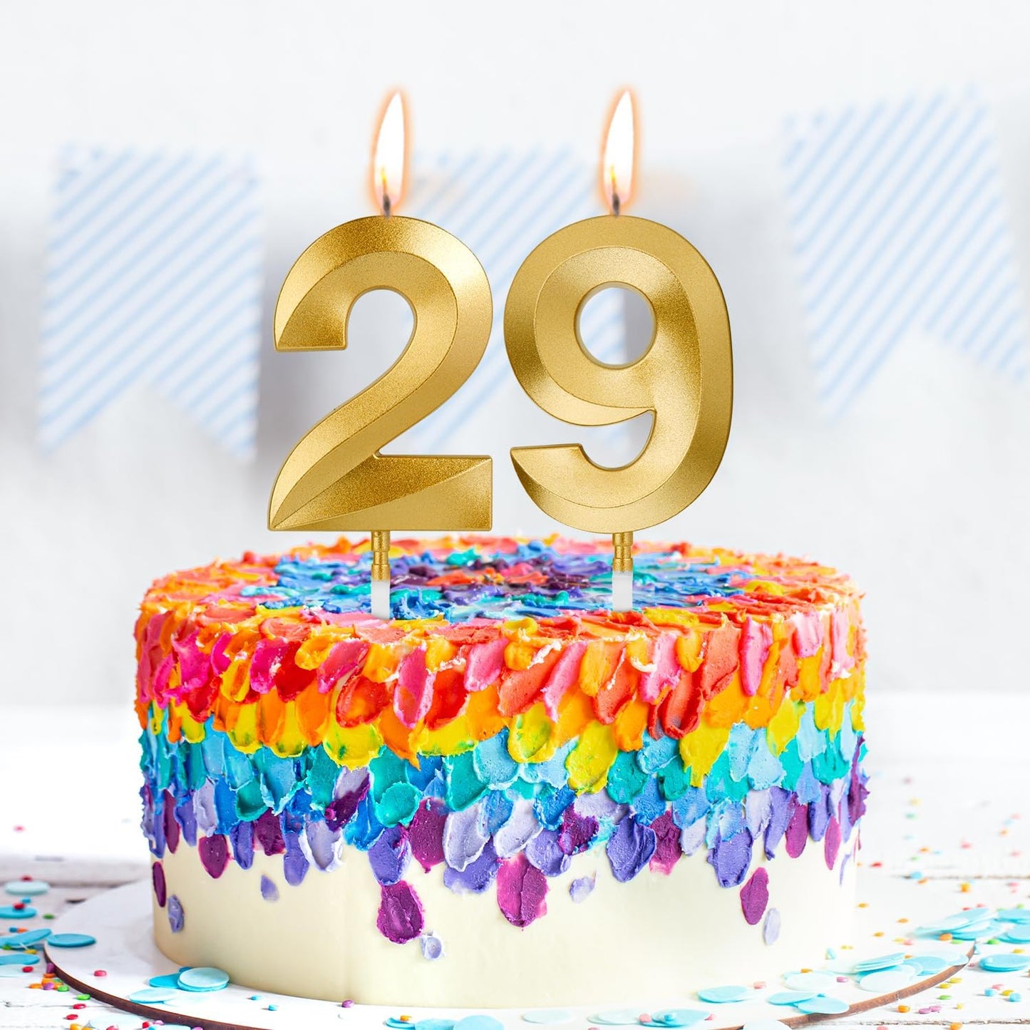 Birthday Candles, 1.96 Inch Number 29 Happy Birthday Candles, Number Candles Decoration for Birthday Party and Anniversary Celebration(Champagne Gold)