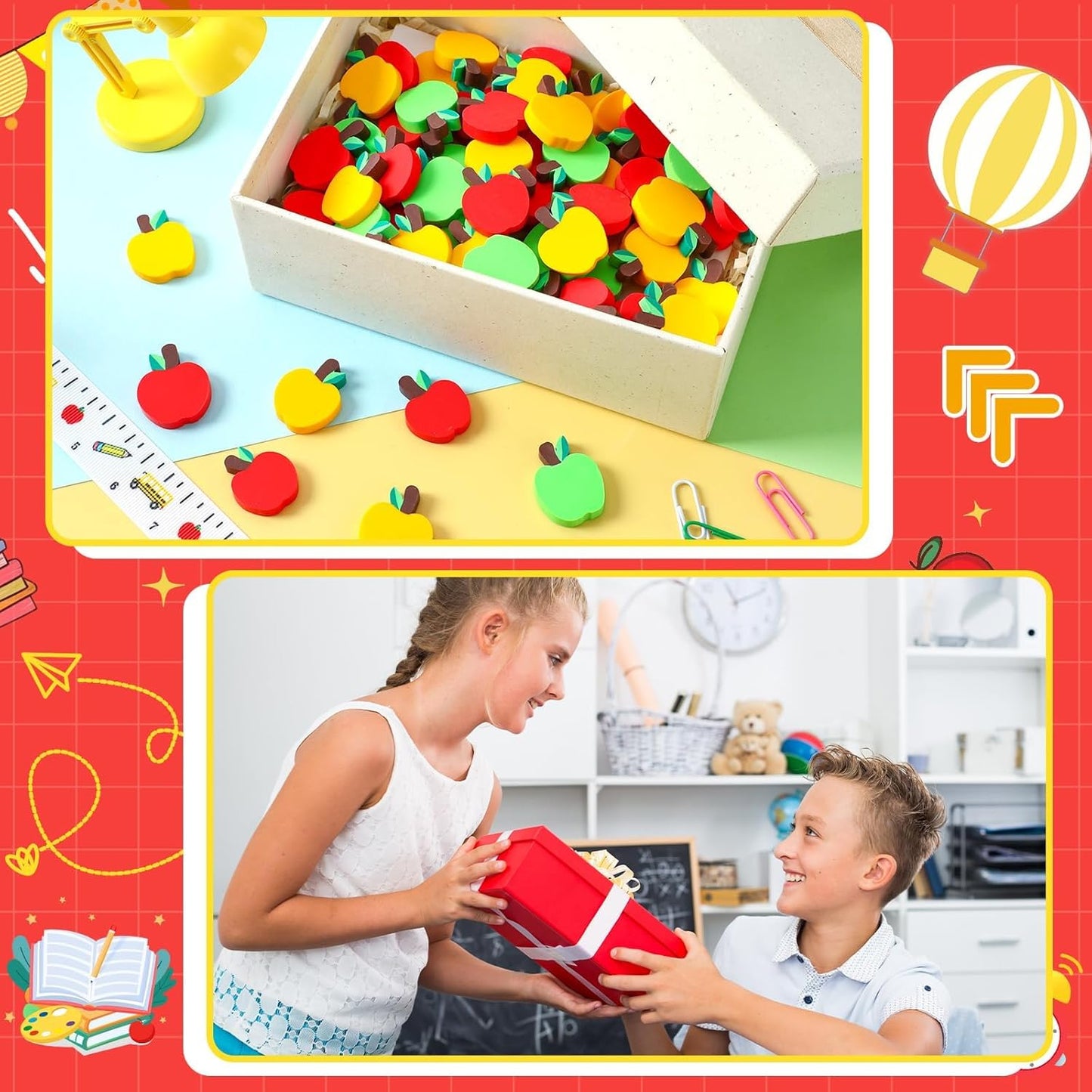 80pcs Apples Polymer Clay Ornaments,Back to School Table Decorations Scatters A-pple Vase Filler for Arts Crafts Decorations Classroom Counting Teacher Supplies Stationary Party Favors