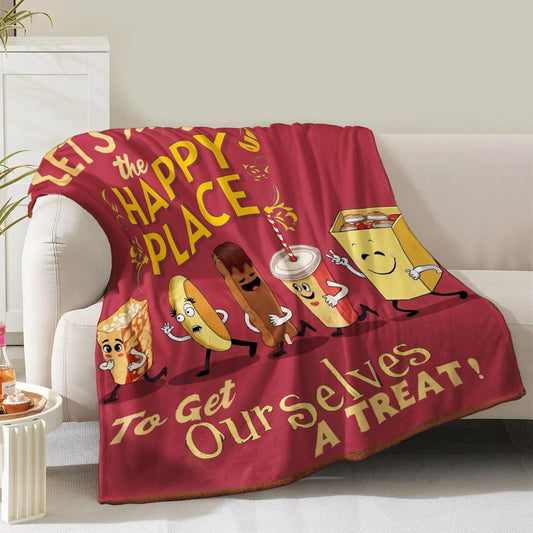 Fun Foods Blanket Gifts for Women Men Mom Sisters Birthday Christmas Valentines Positive Presents Theme Decor Home Bedroom Living Room Sofa Couch Soft Cozy Plush Kids Adults Teen Flannel Throw 60"x50"