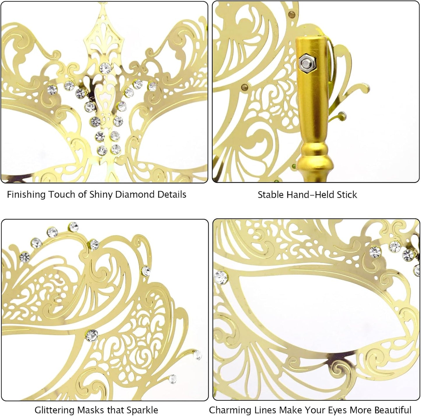 Coddsmz Masquerade Mask with Stick Venetian Mask Mardi Gras Decorations for Womens Halloween Costume Mask
