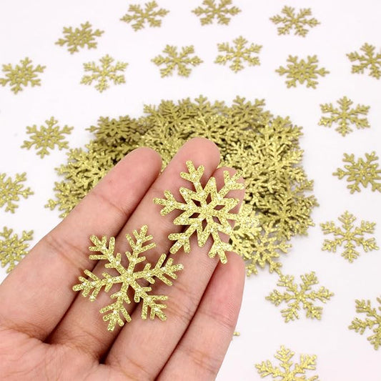 200PC Snowflake Party Decorations Gold Glitter Christmas Confetti Paper Snowflakes Table Confetti For Winter Holiday Birthday Baby Shower Party Decor