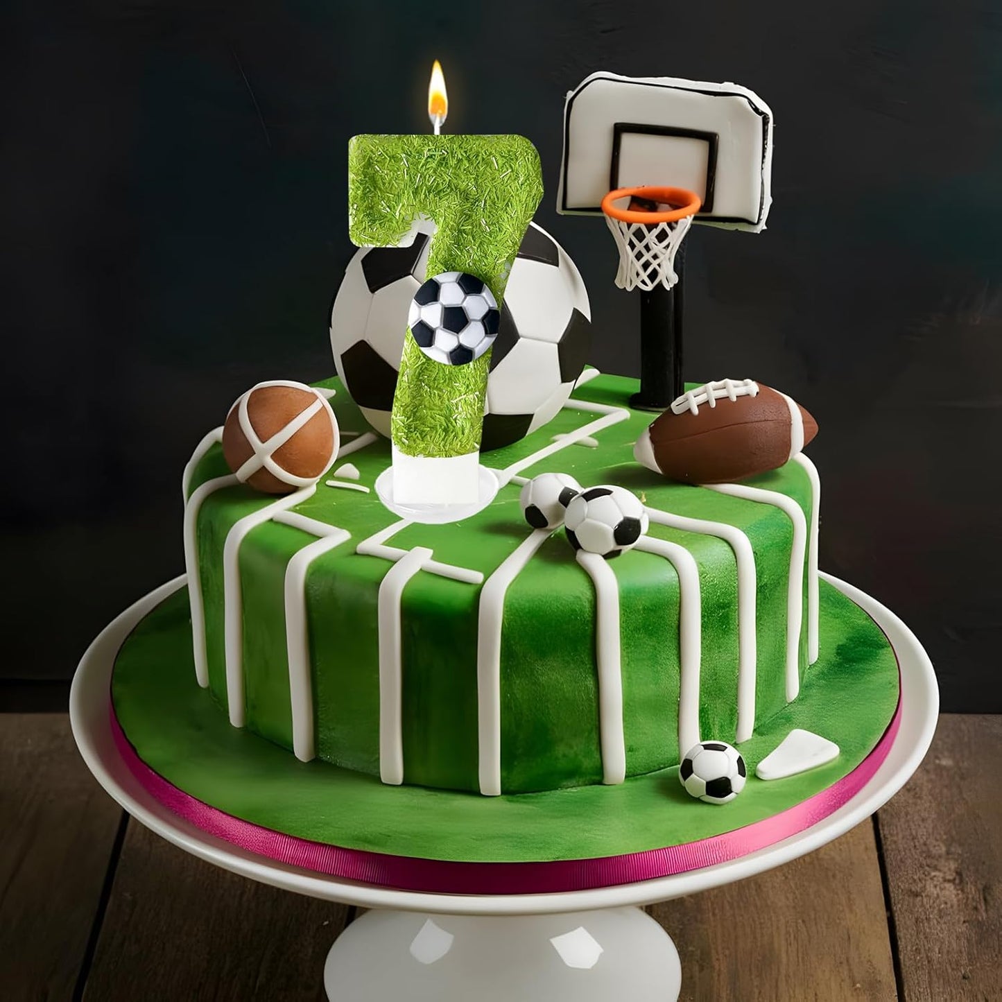 7th Birthday Candles，Soccer Birthday Decorations，Suitable for Girl and boy Cake Toppers, Wedding Cakes, Anniversaries, Party Celebrations, Birthday Decorations