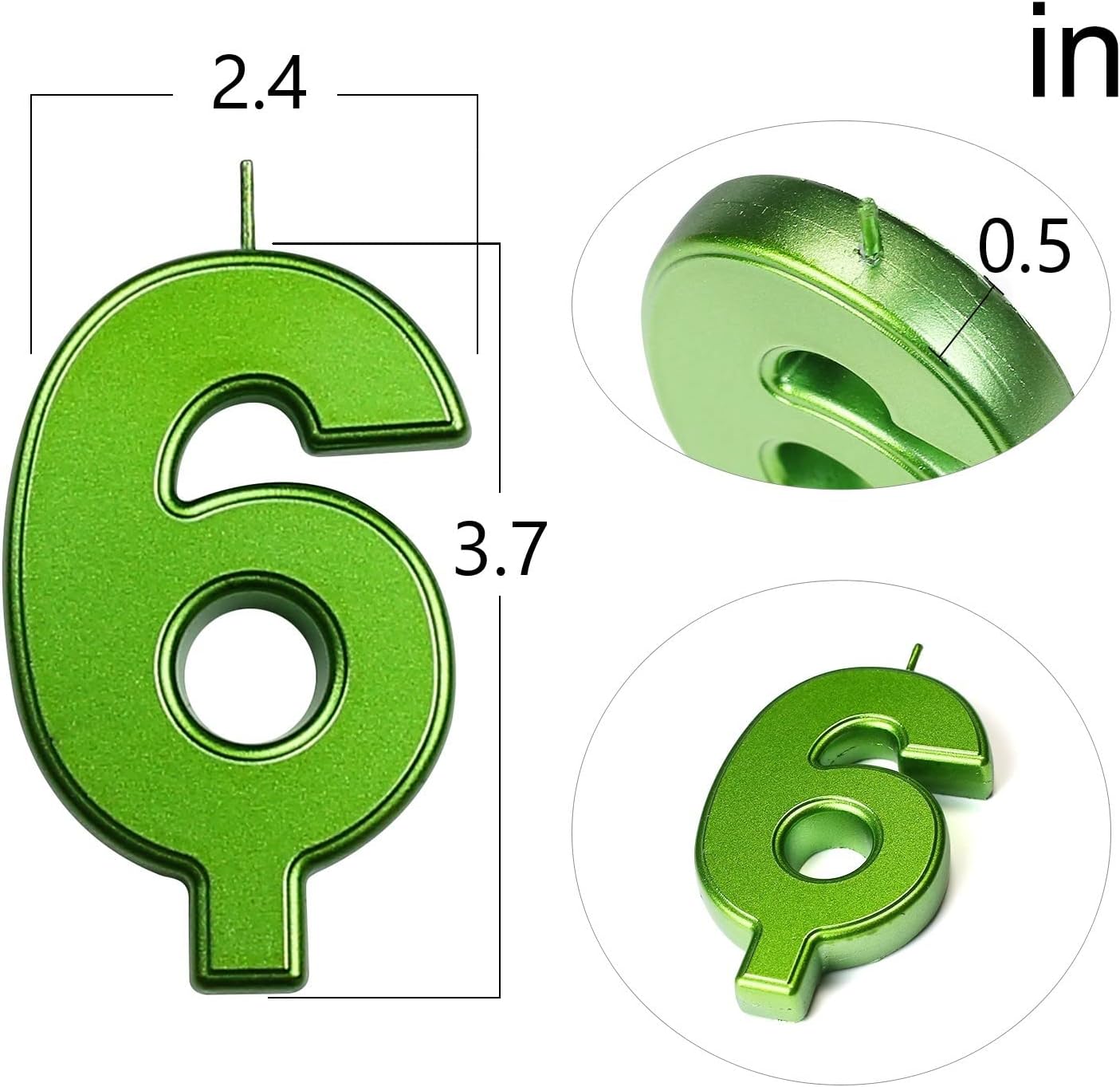 DERVENTA Birthday Candles Big Numbers Green 3.7 inch Party Cake Topper 1 Piece (Number 9 Green)