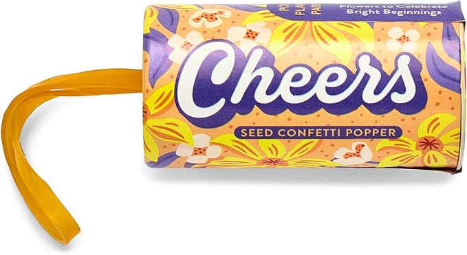 Modern Sprout Seed Confetti Poppers with Flower Seeds - Party Favors for Outdoor Wedding Birthday & Parties - Non-Toxic Plastic-Free & Pollinator Safe Plantable Seed Paper- Yellow Cheers(Pack of 12)
