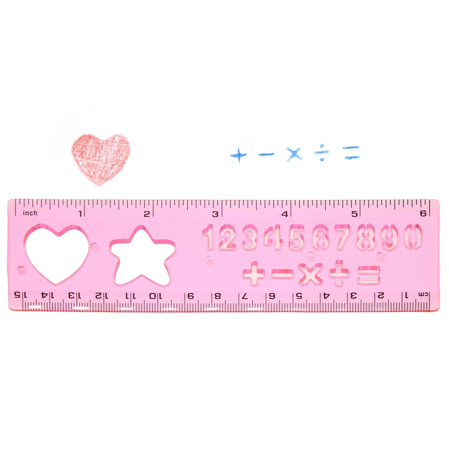 Color Swell Stencil Ruler 4 Pack - Fun Template Stencil Plastic Measuring Rulers - School Rulers for Drawing and School Supplies